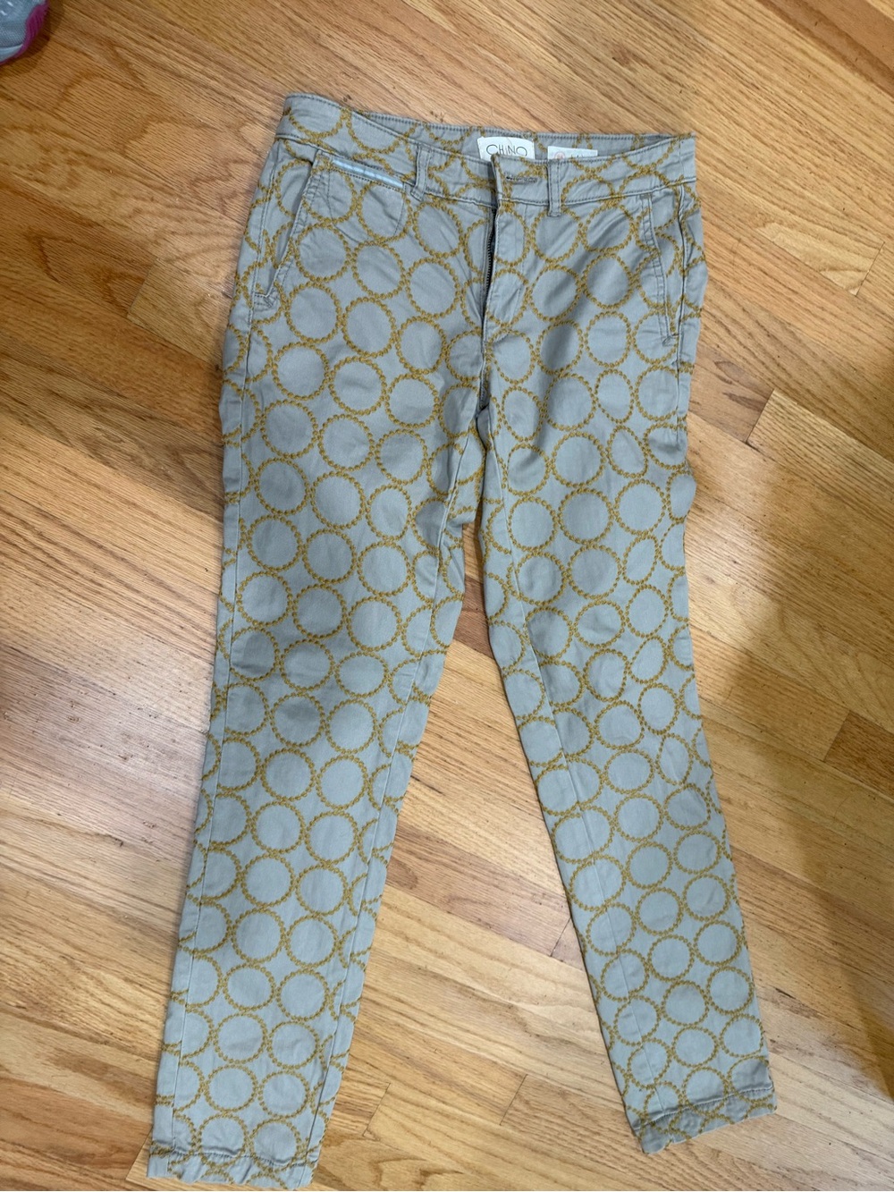 CHINO Embroidered Gray Pants with Mustard Stitching